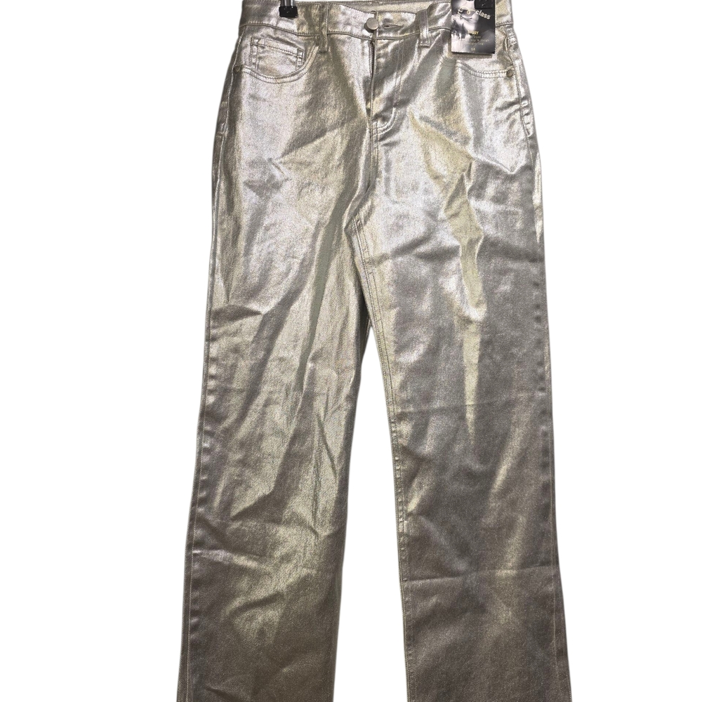 Girls Art Class High Rise Wide Leg Baggy Jeans Silver Metallic 16 NWT